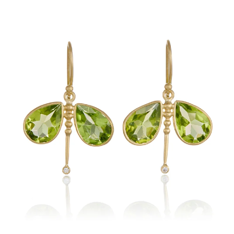 Peridot Dragonfly Drop Earrings