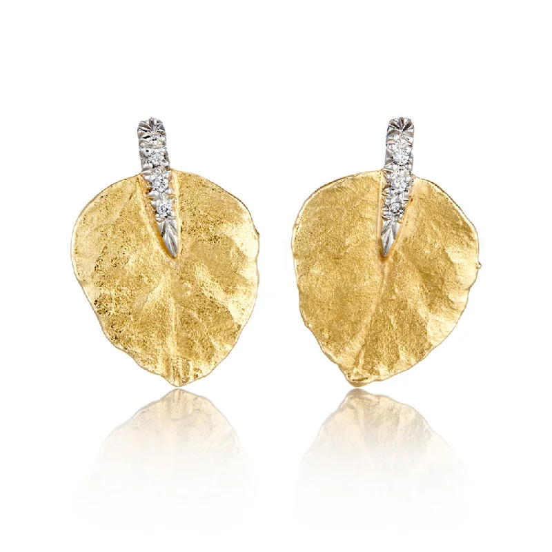 Diamond Aspen Leaf Earrings