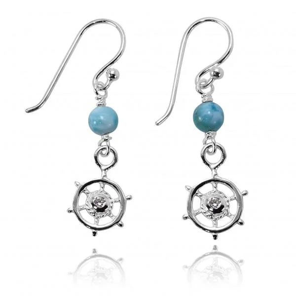 Nautical Helm Earrings with Larimar