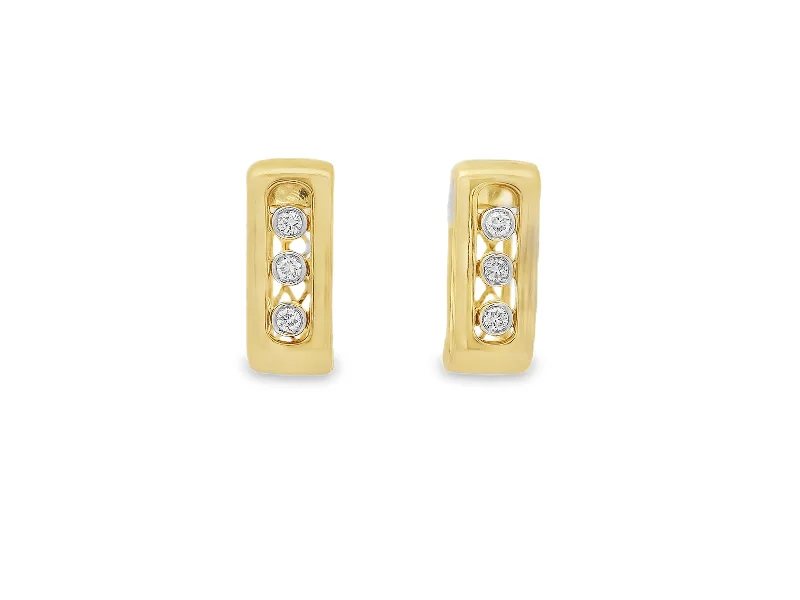 14K Yellow Gold Rectangular Hoop Earrings