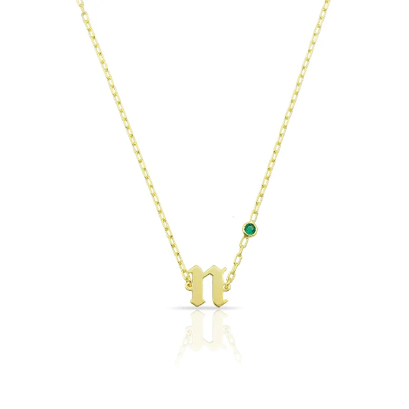 Emerald Stone Initial Choker