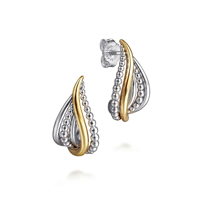 Gabriel & Co. Silver and Yellow Gold Hoop Earrings