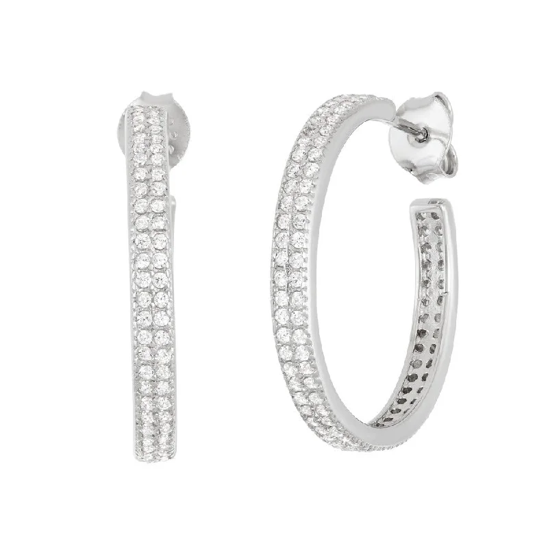 Silver CZ Hoop Earrings