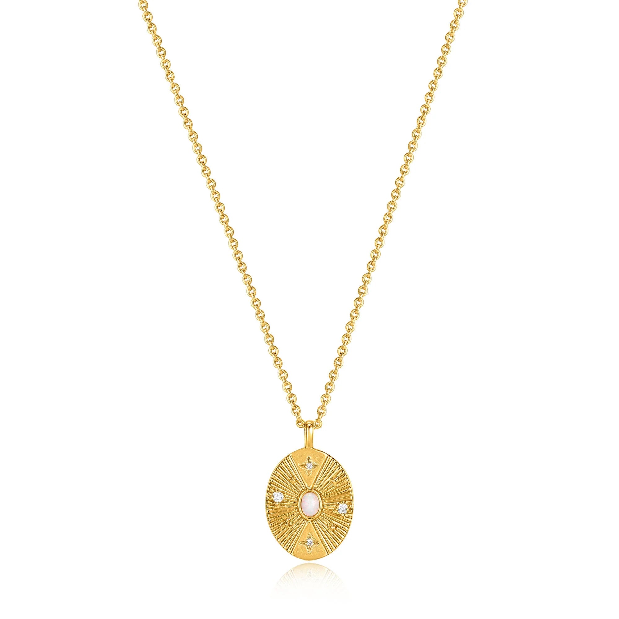 Zoom Gold Scattered Stars Kyoto Opal Disc Necklace