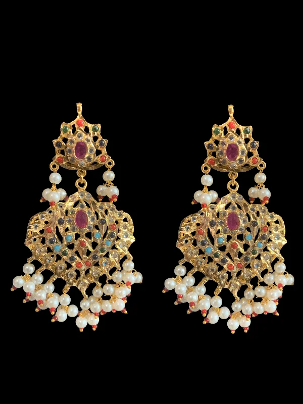 DER214 Ekta  navratan earrings  (SHIPS IN 4 WEEKS )