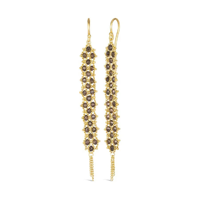 Champagne Diamond Woven Textile Earrings