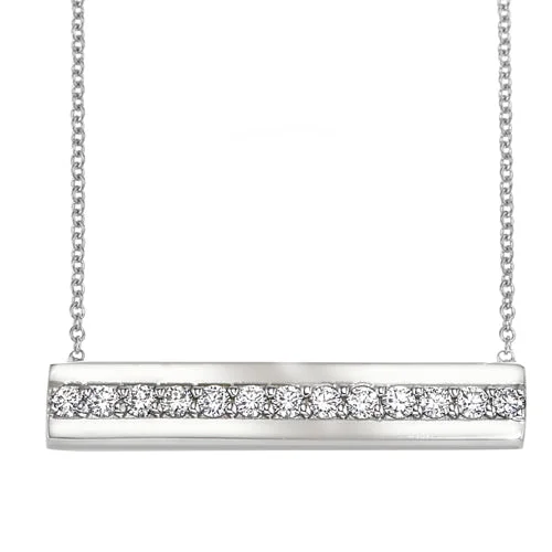 Diamond Bar Necklace in 14K White Gold