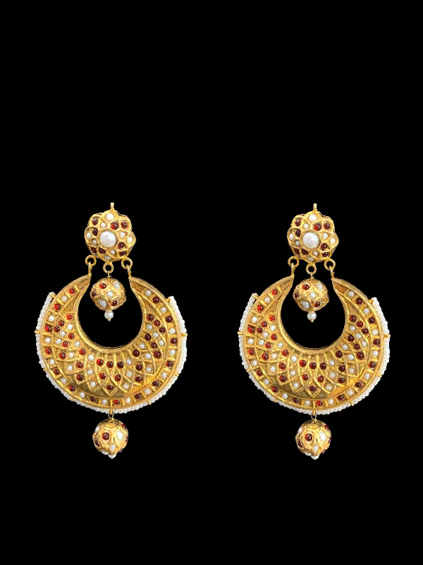 DER304 Ruby kundan Chandbali earrings  ( READY TO SHIP)