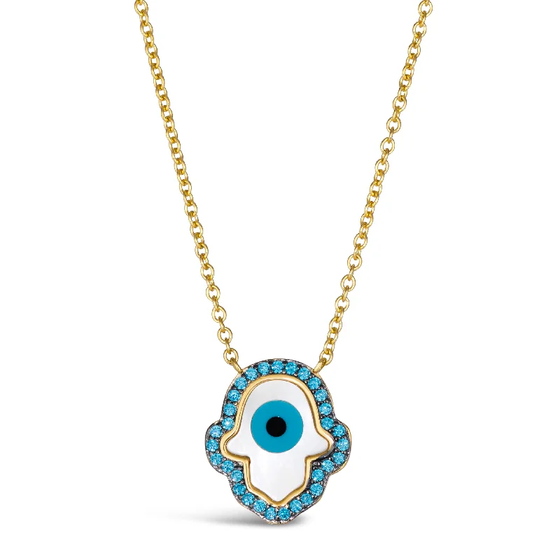 Blue Aqua Hamsa Necklace