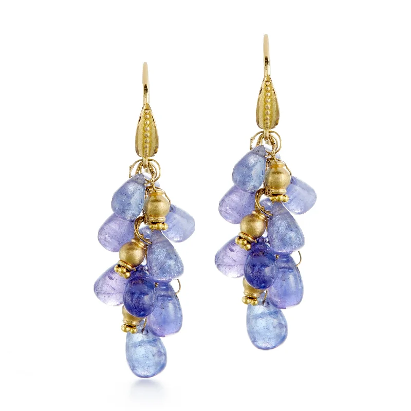 Tanzanite Briolette Cluster Earrings