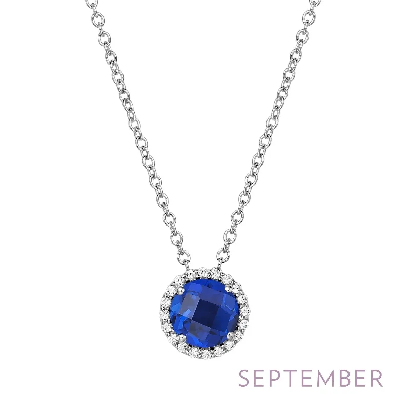 Lab Sapphire Birthstone Necklace in Sterling Silver