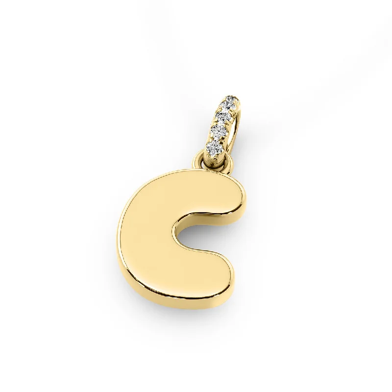 Diamond 14K Bubble Initial Pendant