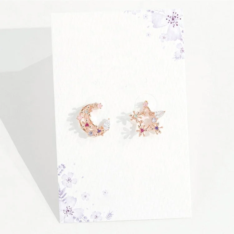 Star+Moon Stud earrings with Rhinestone