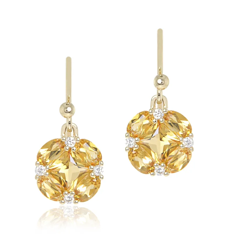 Quadrille Drop Earrings in Citrine & Diamonds