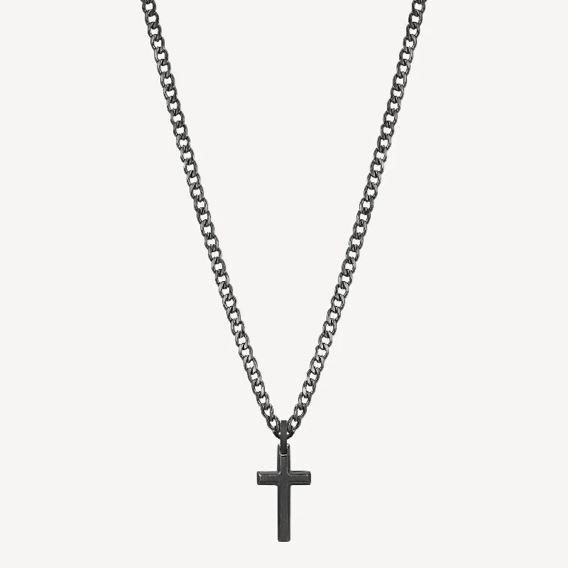 Cross Necklace in Ruthenium Plated Stainless Steel