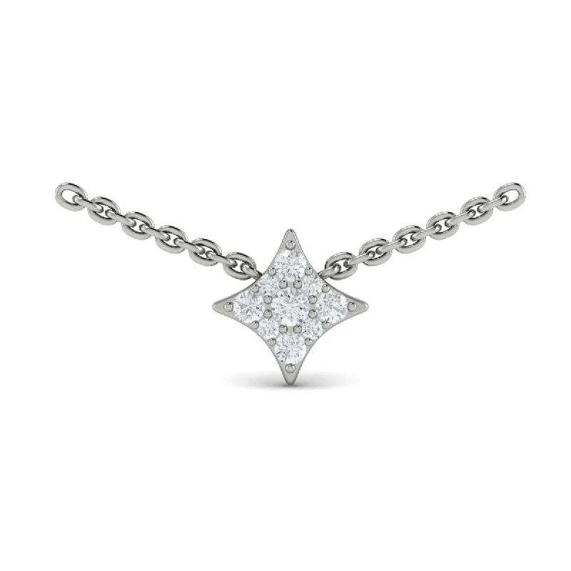 Diamond Burst Necklace in 14K White Gold