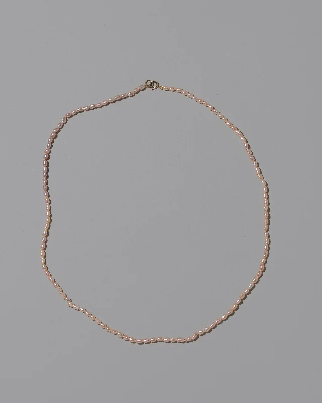 Pink Peony Oval Seed Pearl Necklace