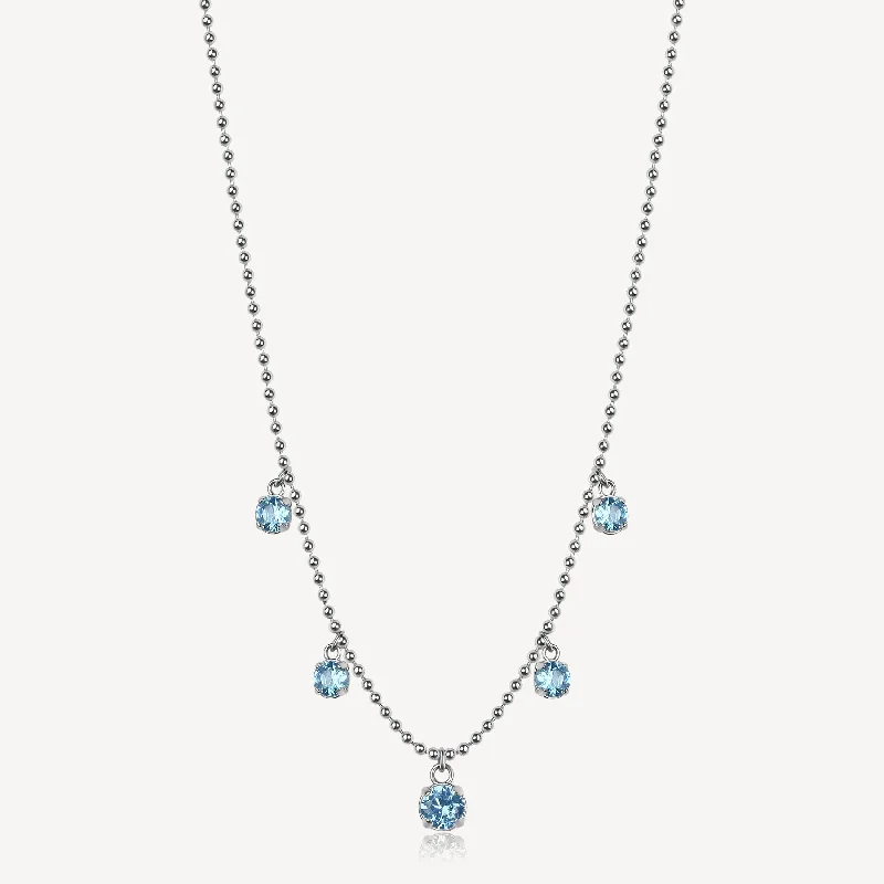 Colored Cubic Zirconia Drops Necklace in Stainless Steel