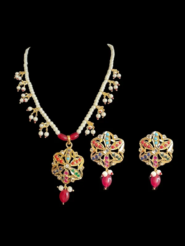 DNS95 Meera navratan necklace with earrings ( READY TO SHIP)