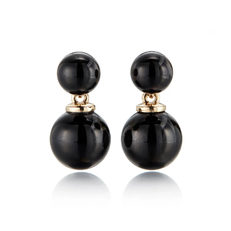 Victoria Earrings in Black Jade