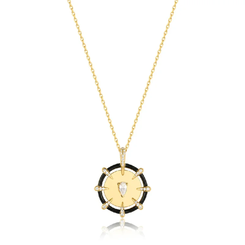 Gold Sparkle Point Medallion Necklace