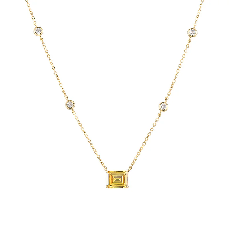 Citrine and CZ Necklace